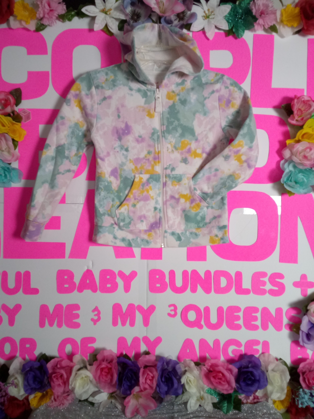 Girls' Pastel Tie-Dye Zip Hoodie - Soft Multicolor